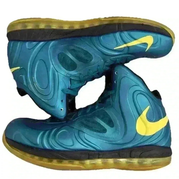 NIKE ID Air Max Mens Sz 11 Hyperposite Tropical Teal Yellow 524862 303 2013 - Picture 4 of 9